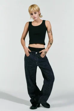 New JEANS TRF WIDE LEG STRASS TIRO MEDIO Mujer Jeans