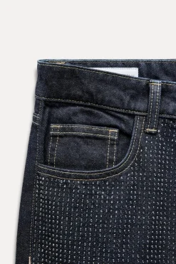 New JEANS TRF WIDE LEG STRASS TIRO MEDIO Mujer Jeans