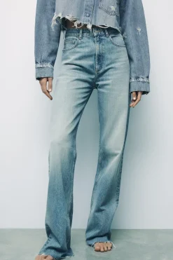 Best JEANS TRF WIDE LEG TIRO ALTO FULL LENGTH ROTOS Mujer Jeans