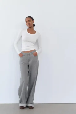 Discount JEANS TRF WIDE LEG TIRO ALTO TRABILLA Mujer Jeans