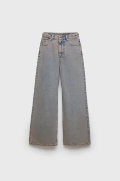 Niños ZARA Z3D +14 Años·Partes De Abajo<JEANS WIDE LEG EFECTO DESTEÑIDO