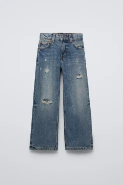 Niños ZARA 6 - 14 Años·Jeans<JEANS WIDE LEG ROTOS