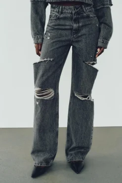 Outlet JEANS Z1975 RECTOS TIRO MEDIO ROTOS Mujer Jeans