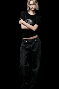 Hot JEANS Z1975 STRAIGHT TIRO ALTO FULL LENGTH Mujer Jeans