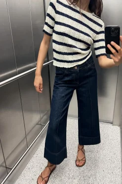 Hot JEANS Z1975 WIDE LEG CROPPED TIRO ALTO NERVIO FRONTAL Mujer Jeans