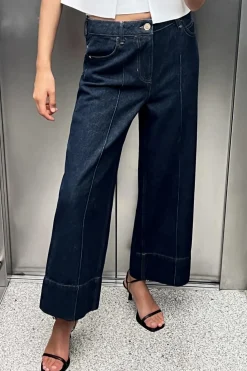 Hot JEANS Z1975 WIDE LEG CROPPED TIRO ALTO NERVIO FRONTAL Mujer Jeans