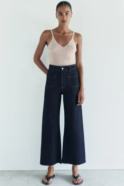 Hot JEANS ZW COLLECTION MARINE STRAIGHT TIRO ALTO BOLSILLOS Mujer Jeans