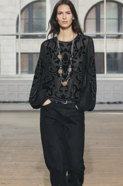 Online JEANS ZW COLLECTION RECTOS FLOCADOS TIRO MEDIO Mujer Jeans