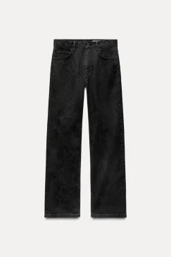 Online JEANS ZW COLLECTION RECTOS FLOCADOS TIRO MEDIO Mujer Jeans