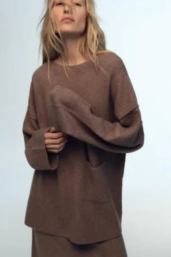 Fashion JERSEY BOLSILLO PUNTO LISO Mujer Cárdigan / Jerséis|Punto