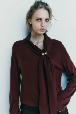 Sale JERSEY BROCHE CON LANA Mujer Cárdigan / Jerséis|Punto