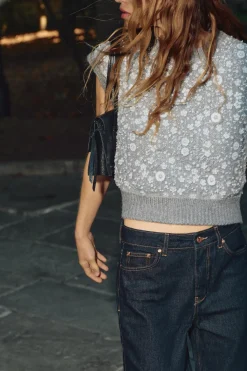 Hot JERSEY CHALECO PUNTO ABALORIOS Mujer Cárdigan / Jerséis|Punto