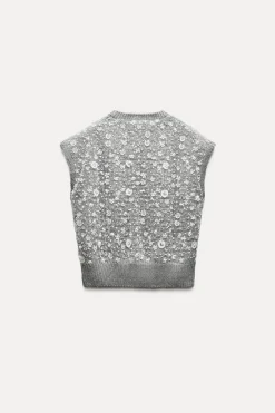 Hot JERSEY CHALECO PUNTO ABALORIOS Mujer Cárdigan / Jerséis|Punto