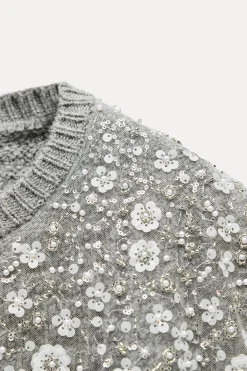 Hot JERSEY CHALECO PUNTO ABALORIOS Mujer Cárdigan / Jerséis|Punto