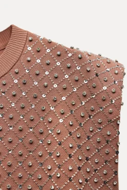 Clearance JERSEY CHALECO PUNTO ABALORIOS Mujer Cárdigan / Jerséis|Punto