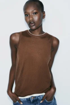 Clearance JERSEY CHALECO PUNTO ACABADOS COMBINADOS Mujer Cárdigan / Jerséis|Punto