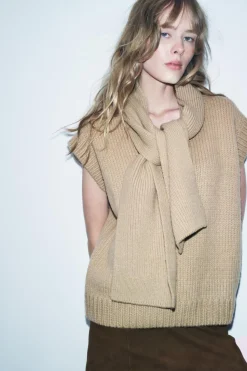 Discount JERSEY CHALECO PUNTO BUFANDA Mujer Cárdigan / Jerséis|Punto