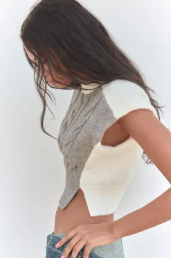 Best JERSEY CHALECO PUNTO CABLES Mujer Cárdigan / Jerséis|Punto