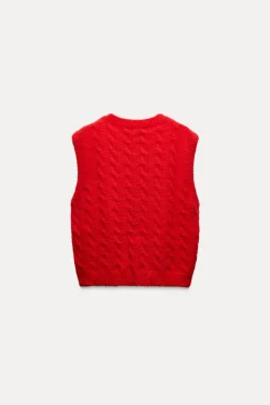 Hot JERSEY CHALECO PUNTO CABLES TACTO SUAVE Mujer Cárdigan / Jerséis|Punto