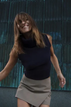 Discount JERSEY CHALECO PUNTO CUELLO SUBIDO Mujer Cárdigan / Jerséis|Punto