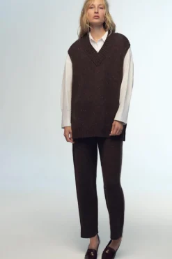 Hot JERSEY CHALECO PUNTO CUELLO PICO Mujer Cárdigan / Jerséis|Punto