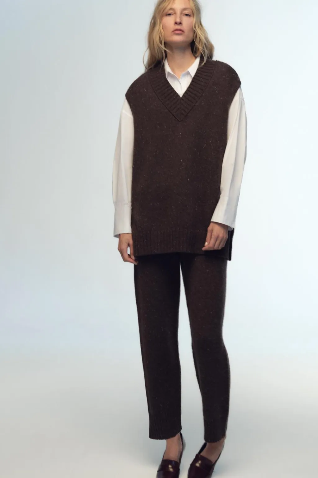 Hot JERSEY CHALECO PUNTO CUELLO PICO Mujer Cárdigan / Jerséis|Punto