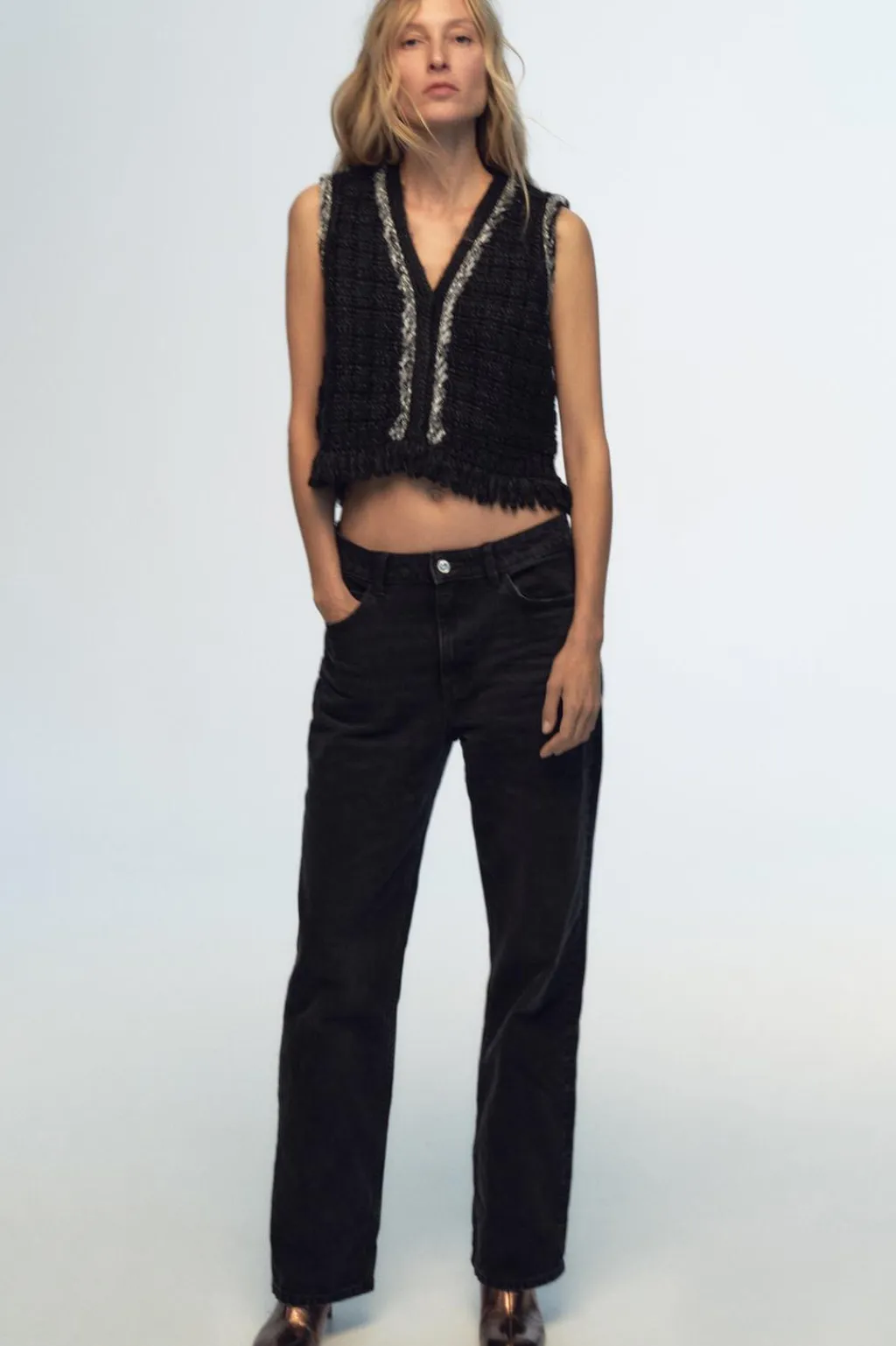 Hot JERSEY CHALECO PUNTO DESFLECADO Mujer Cárdigan / Jerséis|Punto