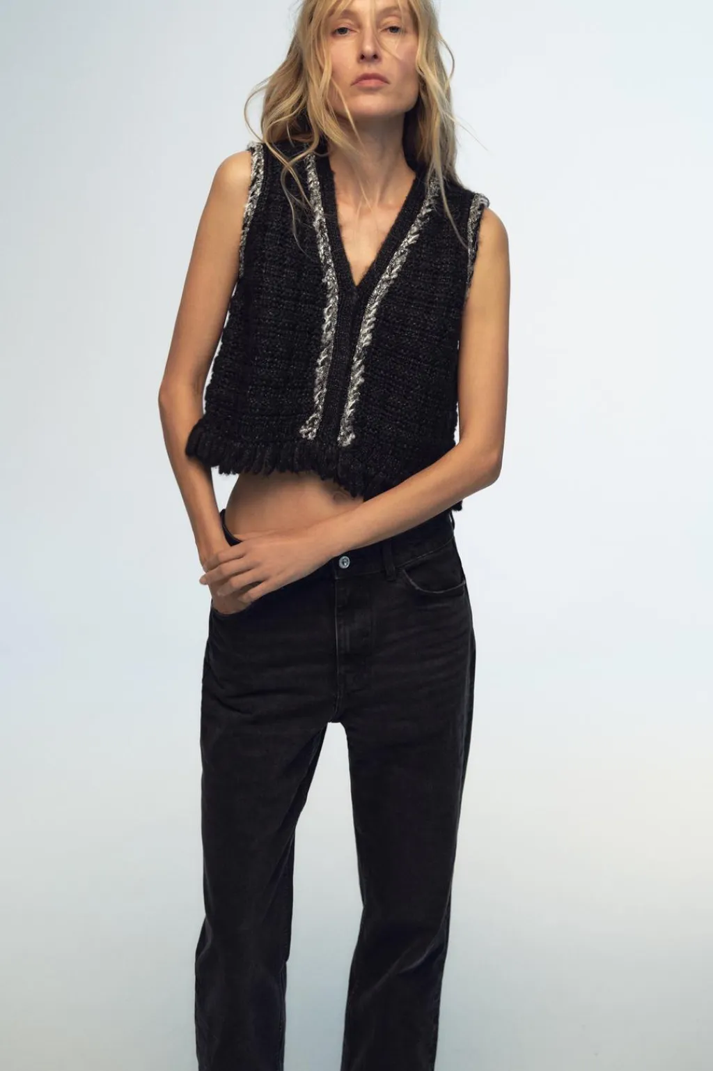 Hot JERSEY CHALECO PUNTO DESFLECADO Mujer Cárdigan / Jerséis|Punto