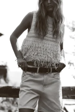 Sale JERSEY CHALECO PUNTO ESTRUCTURA FLECOS Mujer Cárdigan / Jerséis|Punto