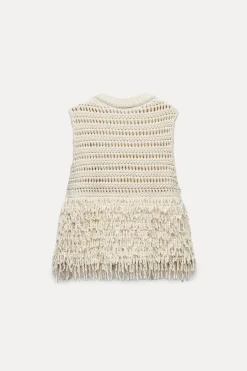 Sale JERSEY CHALECO PUNTO ESTRUCTURA FLECOS Mujer Cárdigan / Jerséis|Punto