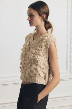 Fashion JERSEY CHALECO PUNTO ESTRUCTURA Mujer Cárdigan / Jerséis|Punto