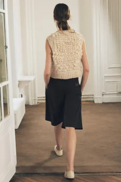 Fashion JERSEY CHALECO PUNTO ESTRUCTURA Mujer Cárdigan / Jerséis|Punto