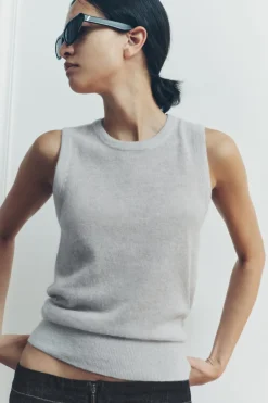 New JERSEY CHALECO PUNTO FINO CON LANA Y ALPACA Mujer Cárdigan / Jerséis|Punto