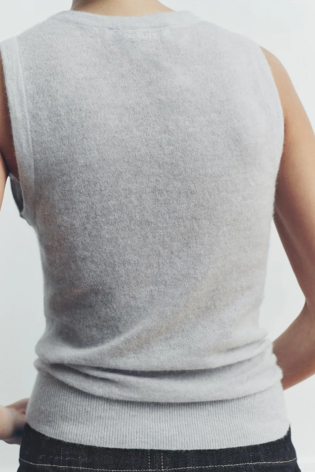 New JERSEY CHALECO PUNTO FINO CON LANA Y ALPACA Mujer Cárdigan / Jerséis|Punto