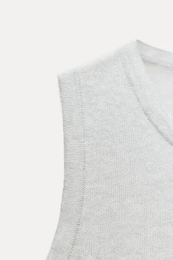 New JERSEY CHALECO PUNTO FINO CON LANA Y ALPACA Mujer Cárdigan / Jerséis|Punto