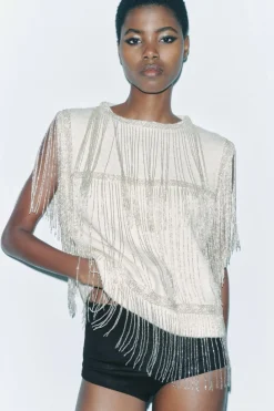 Outlet JERSEY CHALECO PUNTO FLECOS ABALORIOS Mujer Cárdigan / Jerséis|Punto