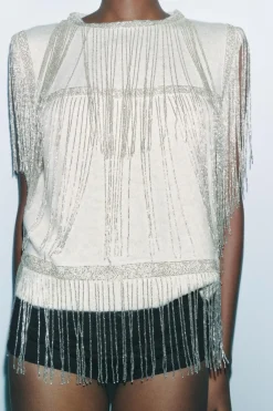 Outlet JERSEY CHALECO PUNTO FLECOS ABALORIOS Mujer Cárdigan / Jerséis|Punto