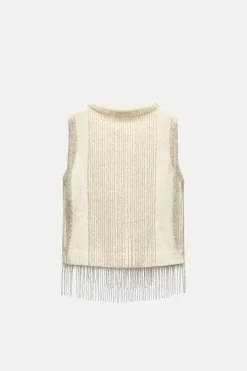 Outlet JERSEY CHALECO PUNTO FLECOS ABALORIOS Mujer Cárdigan / Jerséis|Punto