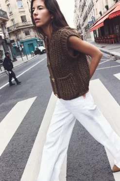 New JERSEY CHALECO PUNTO GRUESO Mujer Cárdigan / Jerséis|Punto