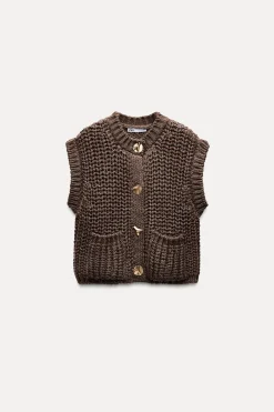 New JERSEY CHALECO PUNTO GRUESO Mujer Cárdigan / Jerséis|Punto