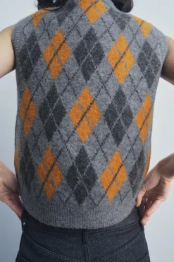 Sale JERSEY CHALECO PUNTO JACQUARD ROMBOS Mujer Cárdigan / Jerséis|Punto