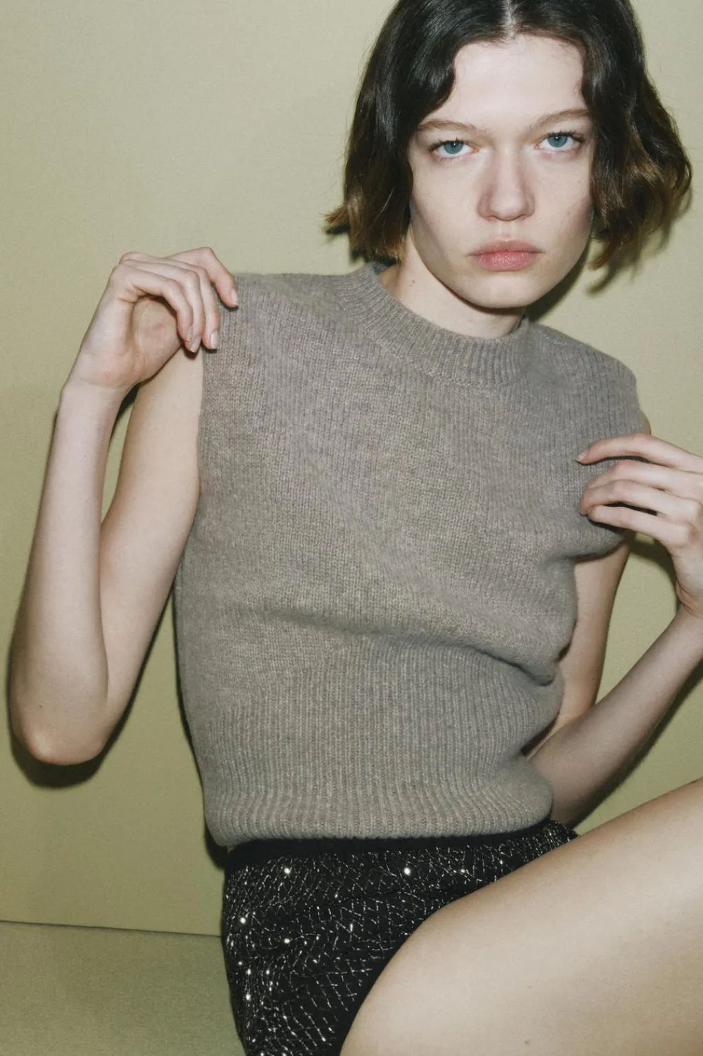 Outlet JERSEY CHALECO PUNTO LISO CON LANA Mujer Cárdigan / Jerséis|Punto