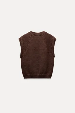 Fashion JERSEY CHALECO PUNTO LISO Mujer Cárdigan / Jerséis|Punto