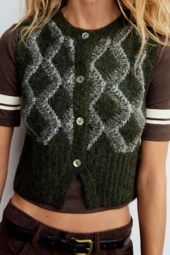 Hot JERSEY CHALECO PUNTO ROMBOS Mujer Cárdigan / Jerséis|Punto