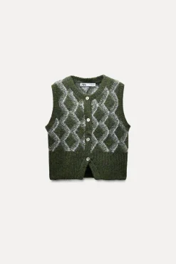 Hot JERSEY CHALECO PUNTO ROMBOS Mujer Cárdigan / Jerséis|Punto