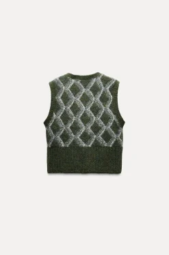 Hot JERSEY CHALECO PUNTO ROMBOS Mujer Cárdigan / Jerséis|Punto