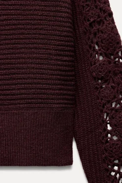 Sale JERSEY COMBINADO PUNTO CROCHET Mujer Cárdigan / Jerséis|Punto