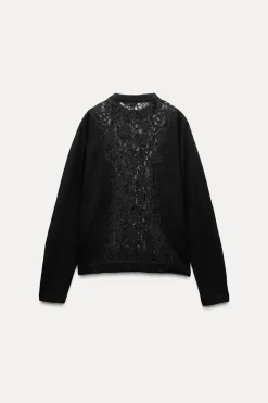 Sale JERSEY COMBINADO PUNTO ENCAJE Mujer Cárdigan / Jerséis|Punto