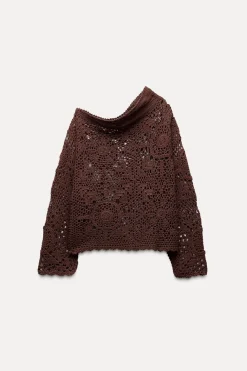 Online JERSEY CROCHET CUELLO ASIMÉTRICO Mujer Cárdigan / Jerséis|Punto