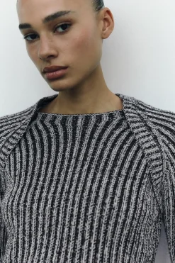 Outlet JERSEY CROP PUNTO CANALÉ Mujer Cárdigan / Jerséis|Punto